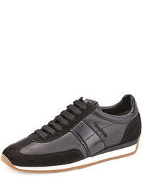 Tom Ford Colorblock Leather Suede Runner Sneakers Black