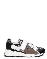 Pierre Hardy Comet Camouflage Cube Print Leather Sneakers