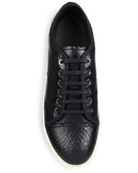 Lanvin Cracked Patent Leather Low Top Sneakers