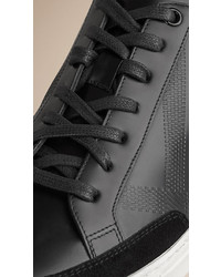 Burberry Embossed Check Leather Trainers
