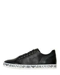 Emporio Armani Micro Embossed Leather Sneakers