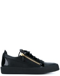 Giuseppe Zanotti Design Leather Low Tops With Gold Zips