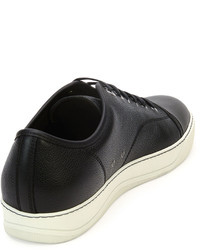 Lanvin Grained Leather Low Top Sneaker Black