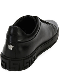 Versace Greca Leather Low Top Sneaker Black