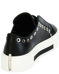 Alexander McQueen Lace Up Sneaker With Grommet Trim Black