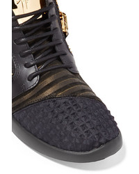 Giuseppe Zanotti Leather Nubuck And Faille Sneakers Black