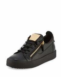 Giuseppe Zanotti Leather Side Zip Low Top Sneaker Black