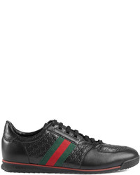 Gucci Leather Sneaker With Web