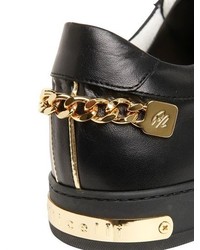 Leather Sneakers With Metal Chain Detail