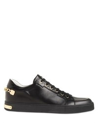 Leather Sneakers With Metal Chain Detail