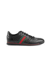 Gucci Leather Sneakers With Web