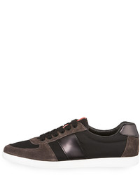 Prada Linea Rossa Nylon Low Top Sneaker With Leather Suede