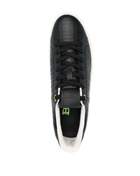 Balmain Logo Embossed Low Top Leather Sneakers