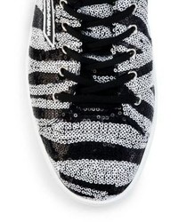 Dolce & Gabbana London Sequined Calf Leather Low Top Sneakers