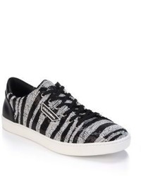 Dolce & Gabbana London Sequined Calf Leather Low Top Sneakers