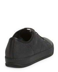 Lanvin Low Top Textured Leather Sneakers