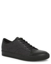 Lanvin Low Top Textured Leather Sneakers