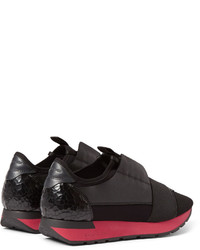 Balenciaga Neoprene Mesh And Textured Leather Sneakers
