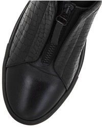Nerone Croc Embossed Leather Sneakers