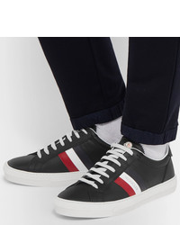 Moncler New Monaco Striped Leather Sneakers