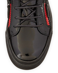 Giuseppe Zanotti Patent Double Zip Low Top Sneaker