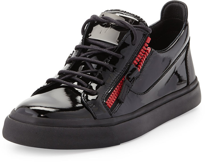 Giuseppe Zanotti Patent Double Zip Low Top Sneaker, $640 | Neiman ...