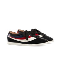 Gucci Patent Leather Low Top Sneaker With Web