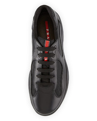 Prada Punta Ala Leather Sneaker Black