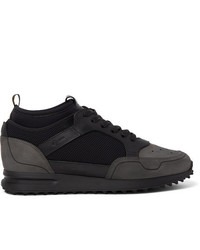 Dunhill Radial Runner Neoprene And Leather Trimmed Suede And Mesh Sneakers