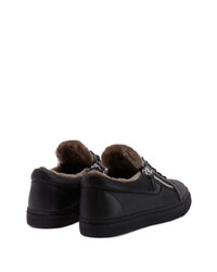 Giuseppe Zanotti Shearling Trimmed Leather Sneakers