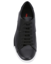Prada Sport Black Leather Lace Up Sneakers