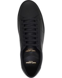 Saint Laurent Stitch Detailed Leather Low Top Trainers