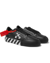 Off-White Suede Trimmed Full Grain Leather Sneakers