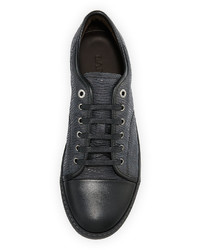 Lanvin Textured Leather Low Top Sneaker Black