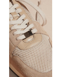 Burberry The Field Sneaker In Suede And Mesh