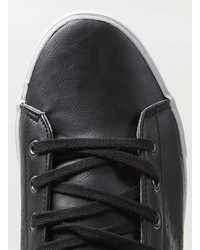 Topman Black Contrast Heel Faux Leather Sneakers
