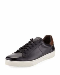 Ermenegildo Zegna Vittorio Leather Low Top Sneaker Black
