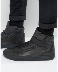 Aldo Weberville Hi Top Sneakers In Black Leather