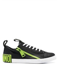 Moschino Zipped Leather Low Top Sneakers