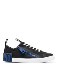 Moschino Zipped Leather Low Top Sneakers