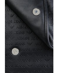 Armani Jeans Messenger Bag In Logo Patterned Faux Leather