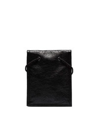 Balenciaga Black Explorer Arena Cracked Leather Messenger Bag