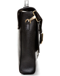 Thom Browne Black Grained Leather Messenger Bag