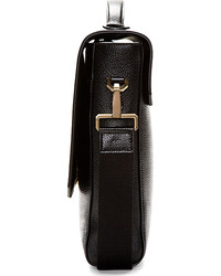 Thom Browne Black Grained Leather Messenger Bag
