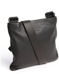 Prada Black Grained Leather Messenger Bag