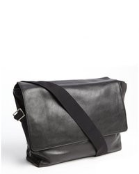Lanvin Black Leather Convertible Messenger Tote Bag