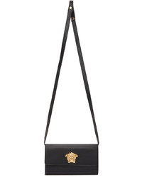 Versace Black Leather Medusa Messenger Bag