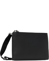 BOSS Black Leather Messenger Bag