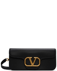 Valentino Garavani Black Leather Messenger Bag