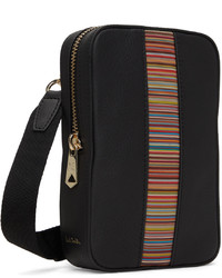 Paul Smith Black Leather Signature Stripe Messenger Bag
